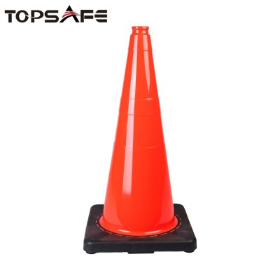 Best price high quality black base orange PVC traffic cone